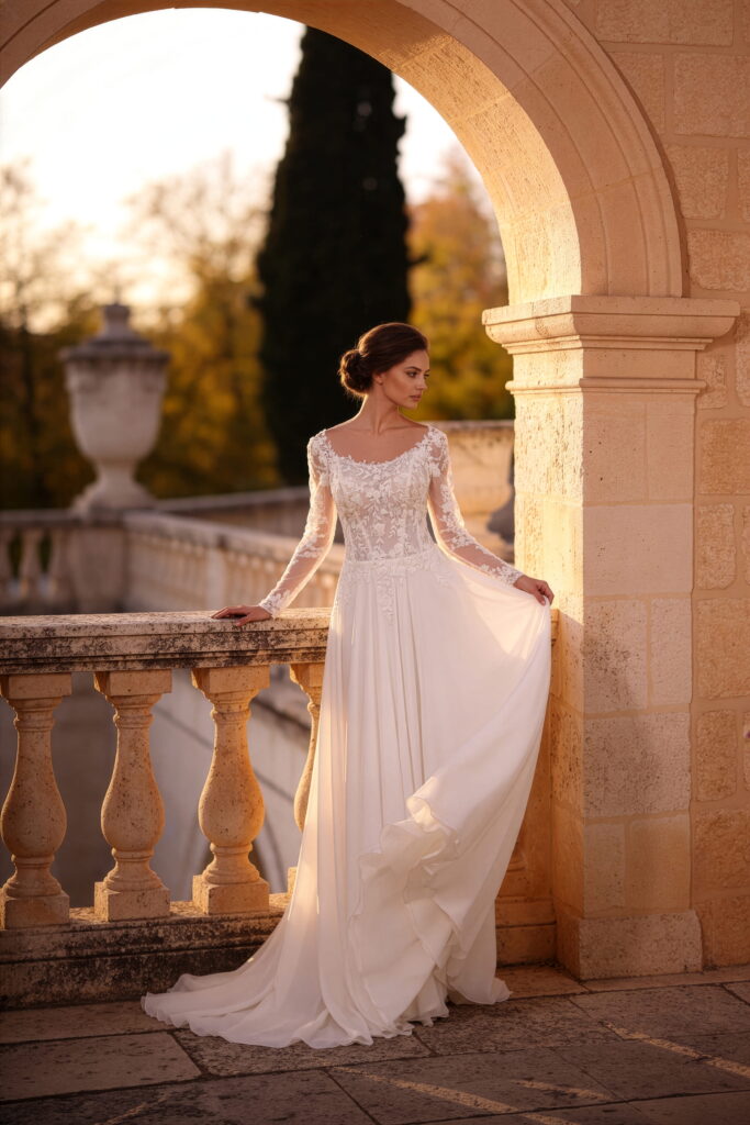 monica loretti-brautatelier ried-8412-a-linie-chiffon-langarm-spitze-rundhalsausschnitt-offener ruecken-ivory-nude-vorne-1 monica loretti-brautatelier ried-8412-a-linie-chiffon-langarm-spitze-rundhalsausschnitt-offener ruecken-ivory-nude-vorne-1